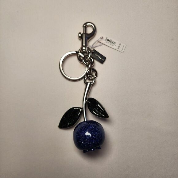 NWT Coach CR434 Glitter Blueberry Fruit Bag Charm Silver / Light Violet Multi - Picture 1 of 2